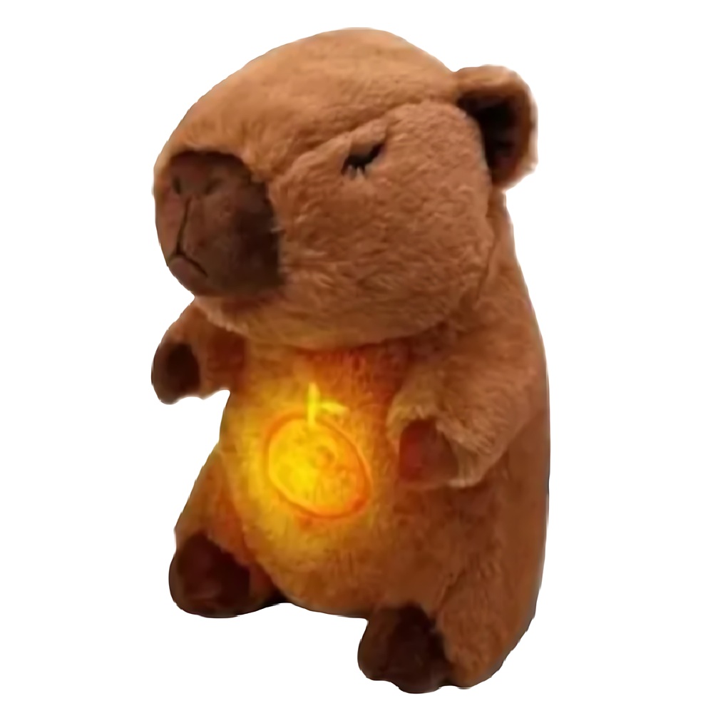 Capybara plüss alvótárs babáknak – lélegző funkcióval és környezeti fénnyel, és hanghatással 18 cm (BBJ)