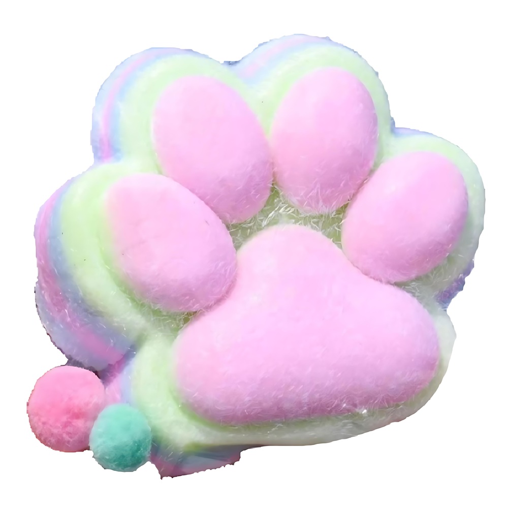 Nagy méretű puha Squishy macskamancs antistressz játék – szivárvány színű 12 cm (BBJ)