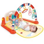 Piano Fitness baba játszószőnyeg - állatos csörgőkkel, hang-, és fényhatásokkal, altatózenével - piros (BBJ)
