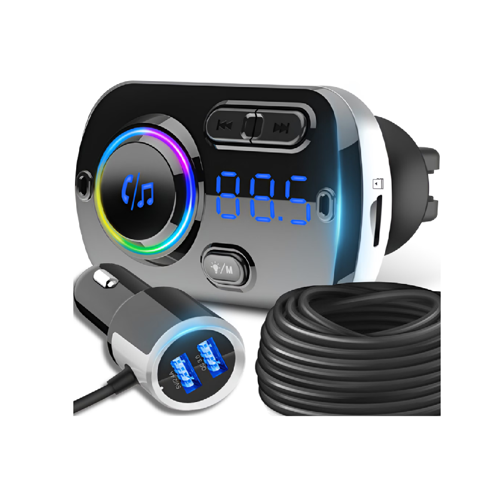 Bluetooth autós FM transzmitter és gyorstöltő – kihangosítóval, LED kijelzővel, dupla USB porttal BC49BQ (THM) - Image 2