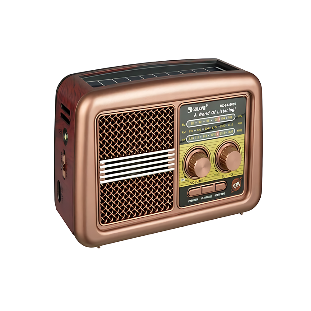 GOLON vintage stílusú napelemes rádió – Bluetooth, USB, hordozható kivitel RX-BT3600S (BBD) - Image 6