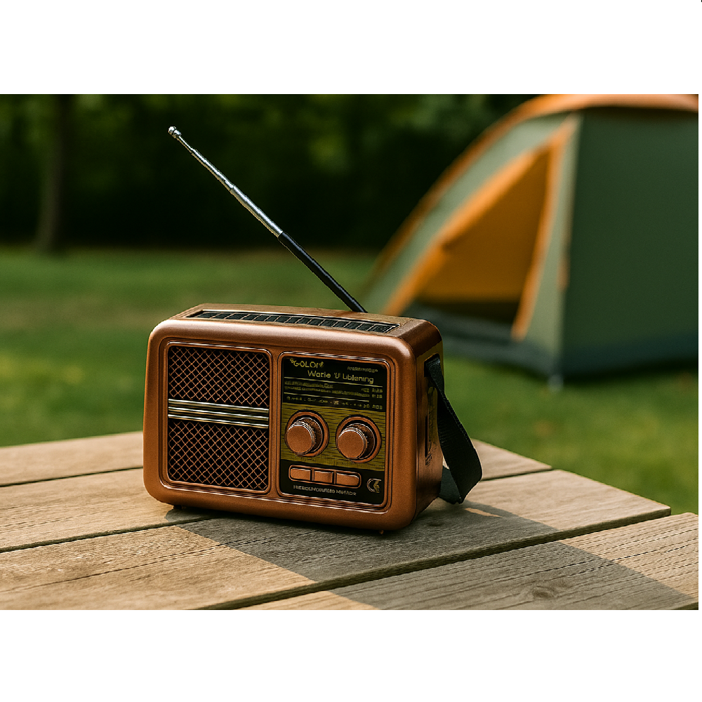 GOLON vintage stílusú napelemes rádió – Bluetooth, USB, hordozható kivitel RX-BT3600S (BBD) - Image 2