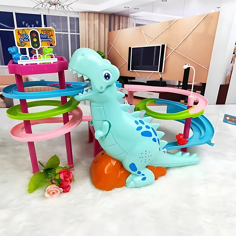 Interaktív dinoszauruszos játékpálya gyerekeknek – zenélő, színes elektromos pálya dinoszaurusz figurákkal 616-70 (BBJ) - Image 9
