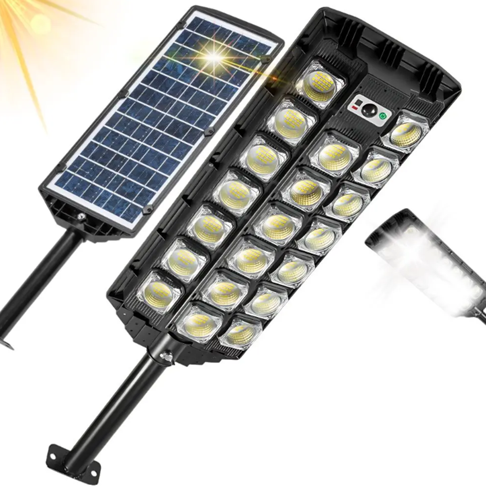 Weber napelemes 3500W utcai lámpa – erős fényű, szürkületi és mozgásérzékelős kültéri LED világítás (THM) (BBD)