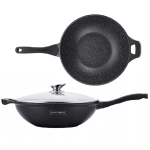 Royalty Line indukciós wok – 32 cm átmérő, 5,9L kapacitás, üvegfedővel és tapadásmentes felülettel (BBA)