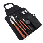 6 részes BBQ grillező készlet többzsebes köténnyel – 60×40 cm-es fekete (FX) (BLLV)