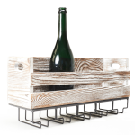 Elegáns bortartó állvány pohárakasztókkal – 52×20×14 cm-es fém borospalack tartó, modern konyhai és bár dekorációhoz (FX) (BLLV)