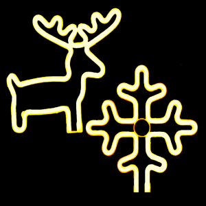 Karácsonyi LED neon dekoráció – hópehely vagy rénszarvas forma, 24×27 cm hangulatos fénydekor beltérre és ablakba (BLLV)