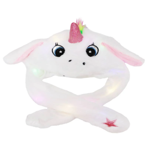 Aranyos színes egyszarvú sapka – bolyhos plüss téli női beanie szarvval, fülekkel (BBJ)