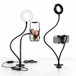 FlexiGlow Pro rugalmas kamera kar LED körlámpával – telefontartós selfie és livestream állvány TikTokhoz és videózáshoz (BBD)