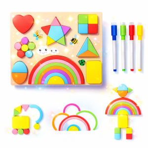 GeoPlay fa montessori fejlesztő tábla – geometriai formák és színek tanulása, kirakó gyerekeknek (BBMJ)