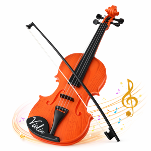 LittleMaestro gyerek játék hegedű vonóval – 4 húros klasszikus játék hangszer gyerekeknek 42 cm (BBJ)