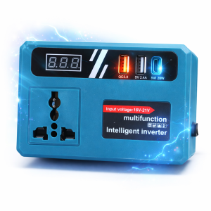 EnerVolt 120W akkumulátoros inverter 18–21V → 220V – 1 csatlakozóval, USB gyorstöltés, kjelző (BBD)