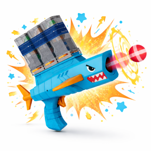 SharkRiot Shark Attack cápás labdakilövő játékpisztoly – labdás kilövő játék gyerekeknek 30×28×16 cm (BBJ)