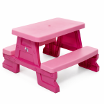 Színes gyermek kerti pad és asztal szett – tartós műanyag 70 x 79 x 47 cm, pink (BBJ)