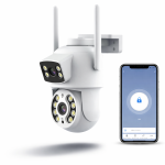 Immax NEO okos kültéri biztonsági kamera – dupla szenzoros WiFi PTZ kamera 355° forgatás, 2×2MP ONVIF támogatással (BBD)