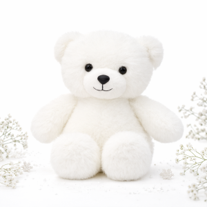 PiheMackó fehér plüss maci – puha, ölelhető teddy mackó gyerekeknek és ajándéknak (BBJ)