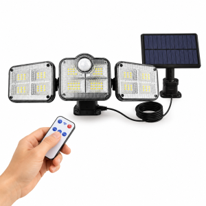 HAYAMI KL25-175A napelemes LED lámpa 138 SMD LED-del – mozgásérzékelős kültéri világítás távirányítóval (BBD)