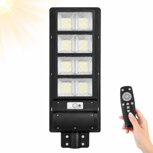 HAYAMI KL25-298 napelemes LED utcai lámpa 210 LED-del – kültéri mozgásérzékelős udvari világítás távirányítóval (BBD)