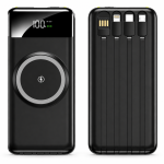 OKOP KP-711 powerbank 10000mAh – hordozható gyorstöltő beépített 4 kábellel fekete (BBD)